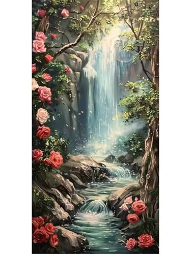 5D Diamond Painting Erwachsene Wasserfälle Großes XXL 100x210cm Diamant Painting Bilder Rosen Diamond Art Erwachsene Full DIY Vierkant Diamant Malerei Stickerei Kreuzstich Bilder Home Wand Dekor von Jiian