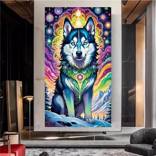 Jiian Diamond Painting Hund,Groß XXL Diamant Painting Bilder Erwachsene,Schneeberg 100x210cm 5D Diamant Painting Set DIY Runder Diamant Kunst Stickerei Malerei für Wohnzimmer Dekoration von Jiian