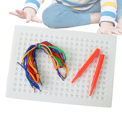 Jiimhte Einfädelbretter,Fädelbrett für sensorische Näharbeiten für Kinder,Geflochtenes Webstich-Schnurbrett | String-Art-Set mit farbigen Seilen, Feinmotorik-Fädelbrettern für Kinder von Jiimhte