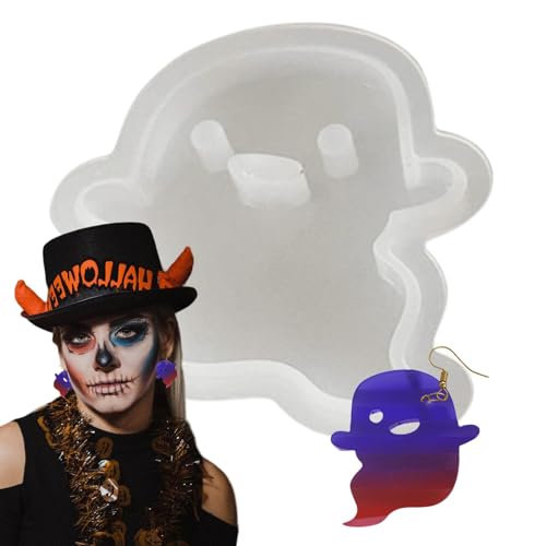 Jiimhte Halloween-Ohrringform, Halloween-Ohrring-Harzformen aus Silikon | Eule Fledermaus Geist Schmuckherstellungsform - Halloween Silikonformen Ohrring Epoxidharz Schmuckform Halloween Anhänger von Jiimhte