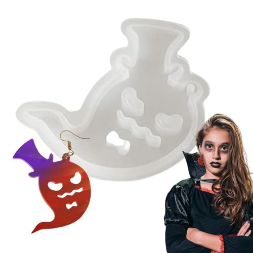 Jiimhte Halloween-Ohrringform, Halloween-Ohrring-Harzformen aus Silikon - Geist Fledermaus Ohrring Epoxidharz Schmuckform,Halloween Silikonformen Ohrring Epoxidharz Schmuckform Halloween Anhänger von Jiimhte