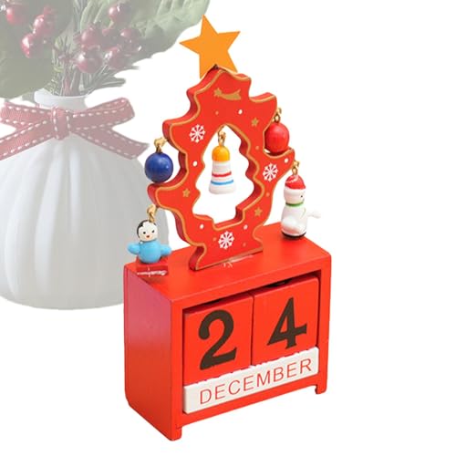 Jiimhte Tischdekoration aus Holz mit Zahl und Datum, Weihnachts-Countdown-Kalender, Sichere Countdown-Block-Adventskalender, Stabiler Countdown-Kalender, Weihnachtsdekoration für Schrank, Werkbank von Jiimhte