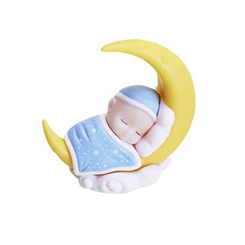 Jildouf Mond-Kuchendekorationen | Schlafende Baby-Mond-Puppe, Dekoration, Auto-Armaturenbrett-Ornamente, Jungen und Mädchen, Baby-Geschlecht offenbart, Geburtstagsparty-Zubehör von Jildouf