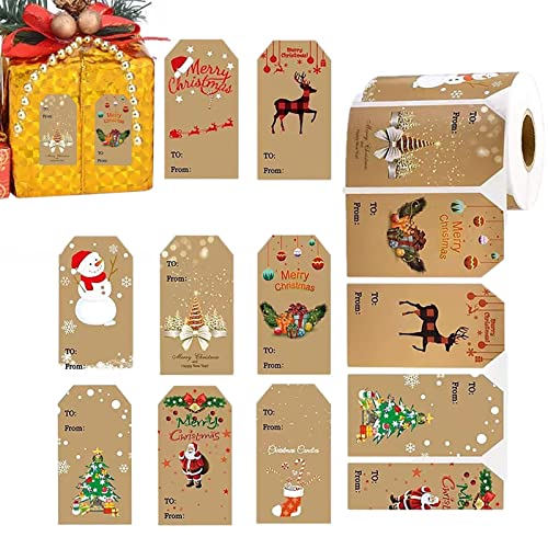 Jildouf Selbstklebende Weihnachtsetiketten für Geschenke, Weihnachtsaufkleber, Schneemann, Weihnachtsbaum, Weihnachtsmann, Elch, Siegelaufkleber für Weihnachtskarten, Geschenkboxen, Umschläge, von Jildouf