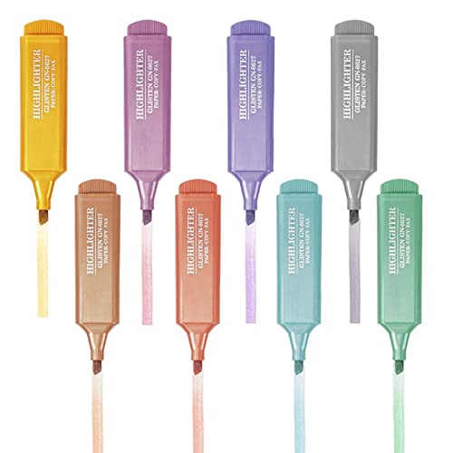 Jildouf Textmarker - Textmarker Set mit 8 Pastellfarben | Schnell trocknende Marker mit Keilspitze, ästhetische Textmarker, Schulmaterial für Schüler von Jildouf