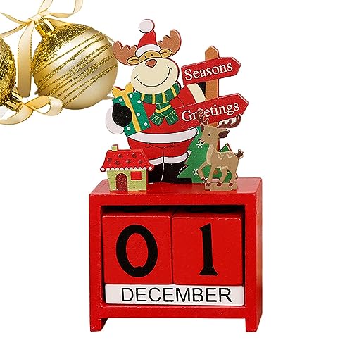 Weihnachts-Adventskalender aus Holz, Countdown-Block-Dekoration, tragbarer Weihnachtskalender aus Holzblöcken für Zuhause, Urlaub Jildouf von Jildouf