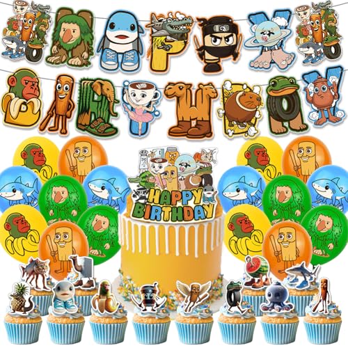 Tung Tung Tung Sahur Anime Geburtstag Dekorationen Chimpanzini Bananini/Il Cacto Hipopotamo Anime Figur Kuchen Topper Banner Luftballons Lustige Thema Party Supplies Tung Tung Tung Sahur Anime Geburtstag Dekorationen Chimpanzini Bananini/Il Cacto Hipopotamo Anime Figur Kuchen Topper Banner Luftballons Lustige Thema Party Supplies von Jilijia