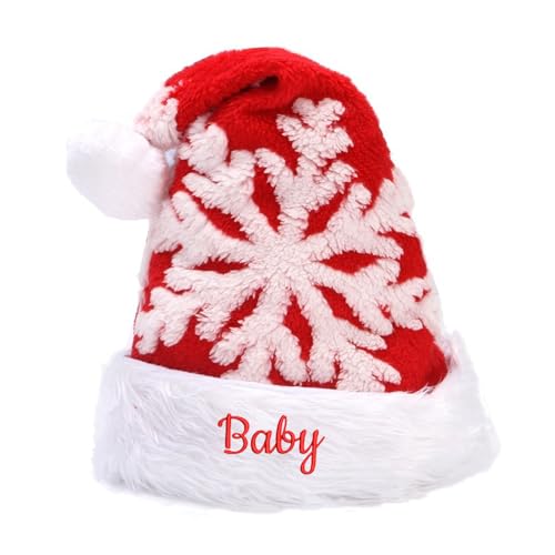 JinFu dian Personalisierte Weihnachtsmütze, personalisierte Weihnachtsmütze, personalisierte Weihnachtsmütze mit Namen, Nikolausmütze für Kinder und Erwachsene (Rot, 30 x 40 cm) von JinFu dian