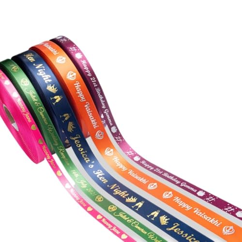 Personalisierbares bedrucktes Band, Bänder zum Basteln, Haarband, Satinband, Band für Blumenstrauß, Bänder, Geschenkband, personalisiertes Band zum Verpacken von Geschenken (45 m Druck) von JinFu dian