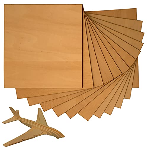 12 Stück Holzplatte unbehandelt Balsaholz DIY 200 x 200 x 1,5 mm Holzblätter für Modellbau, Modellbau, Basteln, Brandmalerei, Laser, Holz zum Laserschneiden, Gravur, Lasergravur von JinPhon