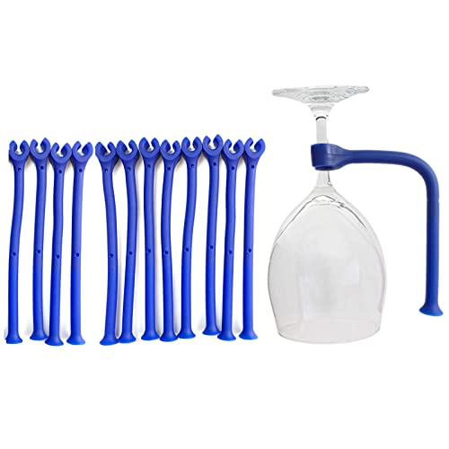 JinYu 12er-Pack Silikon-Stemware Saver Flexibler Stemware-Halter für Geschirrspüler, Weinglas, Schutzband, Silikon-Spülmaschinenaufsatz (Blau) von JinYu