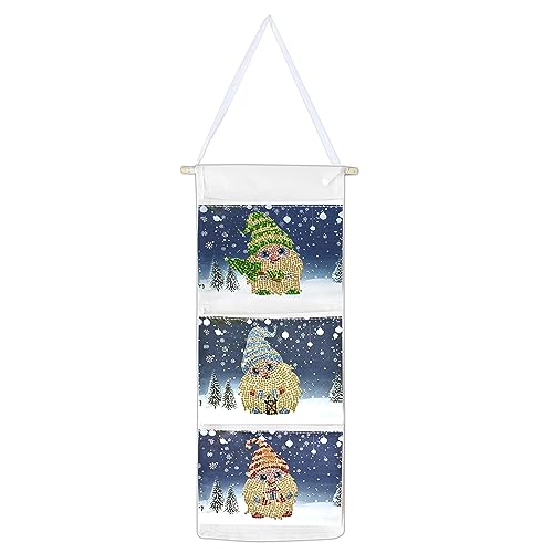 JinZeYou Wand Hängen Tasche, 5D DIY Diamond Painting Wand Tür Hängetasche Aufbewahrungstasche, Diamant Malerei Bilder Hängender Organizer mit 3 Taschen für Kinderzimmer Badezimmer Schlafzimmer von JinZeYou