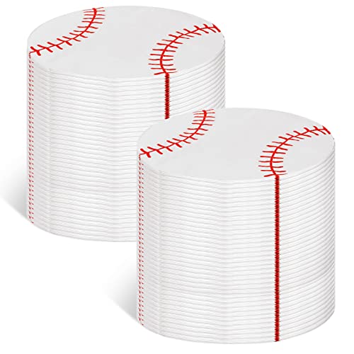 100 Blatt Baseball-Servietten Papier Baseball Party Dekorationen Runde Baseball Motto Party Zubehör für Babyparty Geburtstag Party Sport Motto Party Zubehör 16,5 x 16,5 cm von Jinei