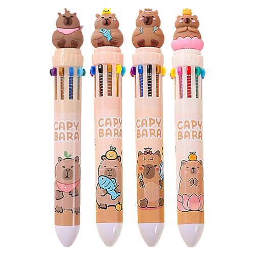 Capybara Gelstifte, 4 Stück, Gel-Kugelschreiber in 10 Farben, Tragbarer Signature-Stift Gel-Schreibstifte Schnell Trocknendes Tintenroller, Schreibstift mit Feiner Spitze für Kinder und Erwachsene von Jingmiger