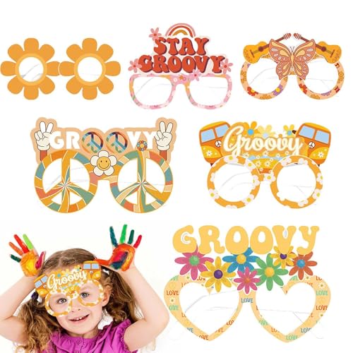 Jingmiger Groovy Glasses Partygeschenke, Hippie-Brillen für Frauen - 6 Stück lustige Brillen | Tragbare Retro-Partybrille für Feiern, Foto-Requisiten, Urlaubsdekorationen von Jingmiger