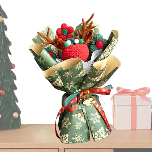 Jingmiger Häkelblumen, gestrickter Blumenstrauß,Webstrauß für den Urlaub - Handgewebter Blumenstrauß mit exquisiter Verpackung für Hochzeitsdekoration, fertige Blumen von Jingmiger