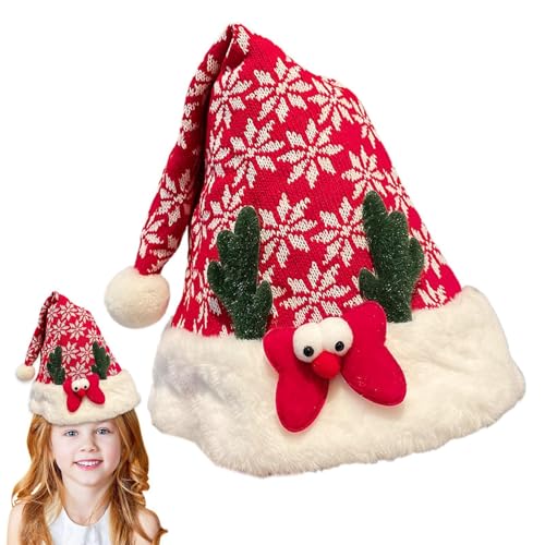 Weihnachtsmütze Erwachsene,Weihnachtsmannmütze,Niedliche Weihnachtsmütze mit Pailletten, rote Weihnachtsmütze - Holiday Decor Unisex Hirschgeweih Weihnachtsmann Weihnachtstuch für Damen und Herren von Jingmiger