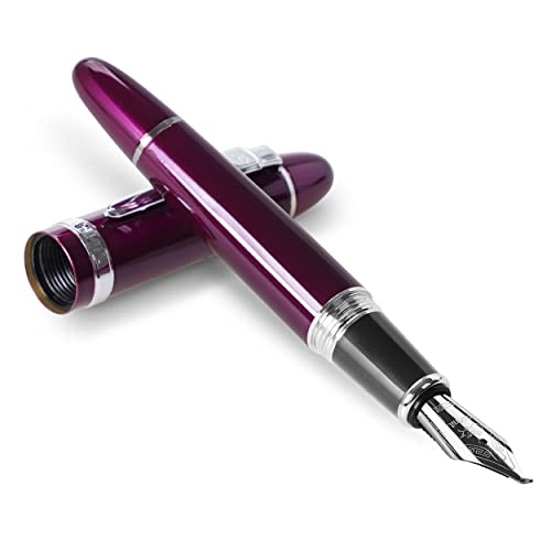 Jinhao 159 Luxus Lila Füllfederhalter, Fude Pen Kalligraphie Gebogene Feder Big Office Heavy Pen mit Federmäppchen Set von Jinhao