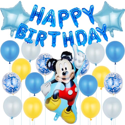 20pcs Mickey Mouse Themenparty, Mickey Mouse Geburtstagsdeko, Cartoon Maus Luftballon, Happy Birthday Banner, Folienballons, Latexballon, Luftballon, Kindergeburtstag Deko Ballons Jungen Mädchen von JinkySier