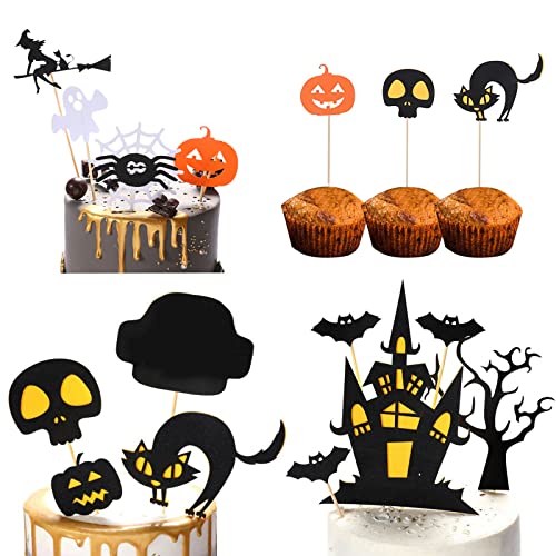 Halloween Kuchendeckel,Wizard tortendeko, Spinne Cupcake Topper, Kürbis Hexe Geburtstagstorte Karte, Partyzubehör mit magischem Geburtstagsthema für Jungen, Mädchen und Kinder von JinkySier