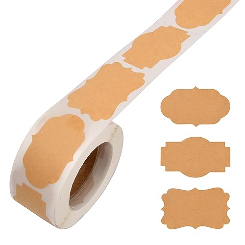 Jinlaili 300stk Kraft-Etiketten Aufkleber, Geschenk Etiketten, 5cm Etiketten Selbstklebend, Kraftpapier Aufkleber, Geschenkanhänger Aufkleber, für Backen Geschenktüten Flasche Dosen Marmelade DIY von Jinlaili