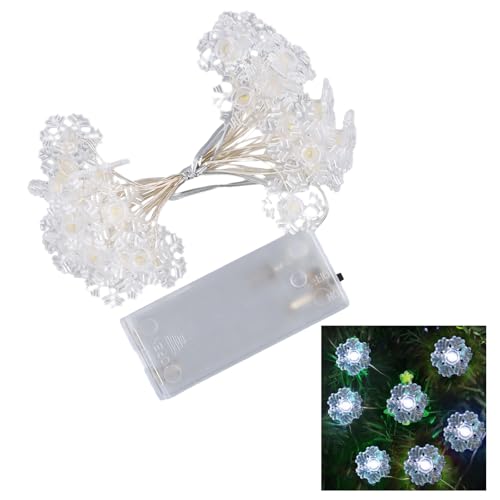 Jinlaili Weihnachten Schneeflocke Lichterketten, 3 Meter 30 LED Batteriebetriebene Lichterketten, Warmweiß Lichterkette Batterie, Weihnachten Deko für Balkon Schlafzimmer Zimmer Weihnachten Party (C) von Jinlaili