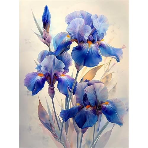 5D Blaue Iris Diamond Painting Kit,Diamant Painting Bilder für Erwachsene Kinder DIY Full Runder Diamond Art Kristall Strass Kreuzstich Stickerei Malen Nach Zahlen Geschenke Wand Dekor 50x70cm von Jinmer