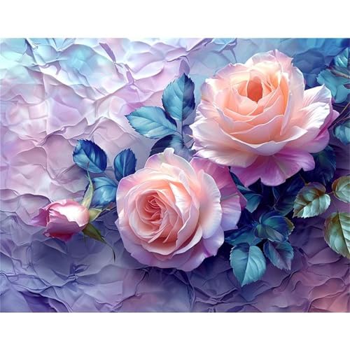 5D Blumenrosen Diamond Painting Kit,Diamant Painting Bilder für Erwachsene Kinder DIY Full Runder Diamond Art Kristall Strass Kreuzstich Stickerei Malen Nach Zahlen Geschenke Wand Dekor 100x130cm von Jinmer