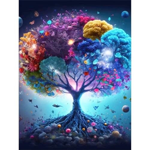 5D Bunter Baum des Lebens Diamond Painting Kit,Diamant Painting Bilder für Erwachsene Kinder DIY Full Runder Diamond Art Kristall Strass Kreuzstich Stickerei Malen Geschenke Wand Dekor 90x110cm von Jinmer