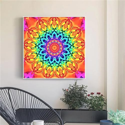 5D Diamond Painting Bunte Mandalas,Erwachsene Diamant Painting Bilder Blumen Diamond Art Full DIY Strass Stickerei Kreuzstich Diamant Kunst Malerei Set für Home Wand Dekor Round Drill,40x40cm von Jinmer