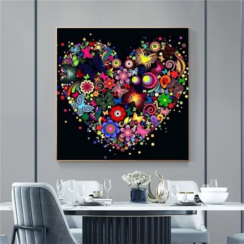 5D Diamond Painting Buntes Herz,Diamant Painting Bilder Blumen abstrakt Diamond Art Erwachsene Full DIY Strass Stickerei Kreuzstich Diamant Malerei Set für Home Wand Dekor Vierkantbohrer,30x30cm von Jinmer