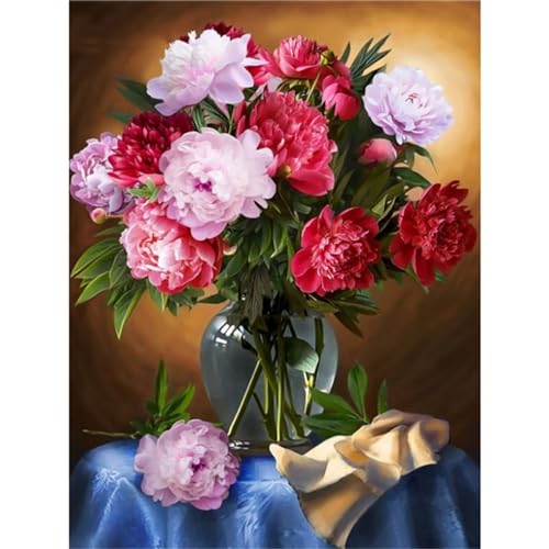 5D Diamond Painting Erwachsene Kit,Roter rosa Blumenstrauß Diamant Painting Bilder,DIY Diamond Art Erwachsene Kinder Kristall Strass Kreuzstich Stickerei Malen Nach Zahlen Wand Deko Geschenke,30x50cm von Jinmer