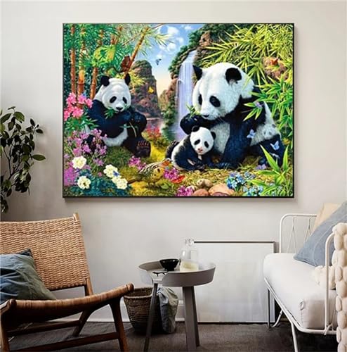 5D Diamond Painting Landschaften Set,Panda-Tiere Diamant Painting Bilder Kit für Kinder Erwachsene Full DIY Stickerei Diamond Art Painting Wohnzimmer Büro Wand Dekor Square Drill,25x45cm von Jinmer