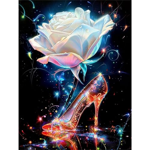 5D Fantasy Heels Rose Diamond Painting Kit,Diamant Painting Bilder für Erwachsene Kinder DIY Full Runder Diamond Art Kristall Strass Kreuzstich Stickerei Malen Geschenke Wand Dekor 80x100cm von Jinmer