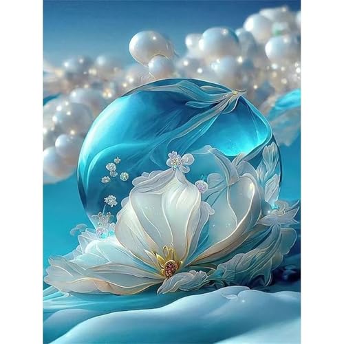 5D Glaskugelblumen Diamond Painting Kit,Diamant Painting Bilder für Erwachsene Kinder DIY Full Runder Diamond Art Kristall Strass Kreuzstich Stickerei Malen Nach Zahlen Geschenke Wand Dekor 60x80cm von Jinmer