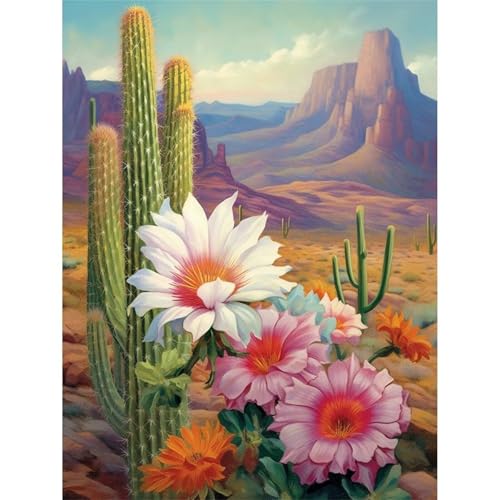 5D Kaktusblüten Diamond Painting Kit,Diamant Painting Bilder für Erwachsene Kinder DIY Full Runder Diamond Art Kristall Strass Kreuzstich Stickerei Malen Nach Zahlen Geschenke Wand Dekor 70x90cm von Jinmer