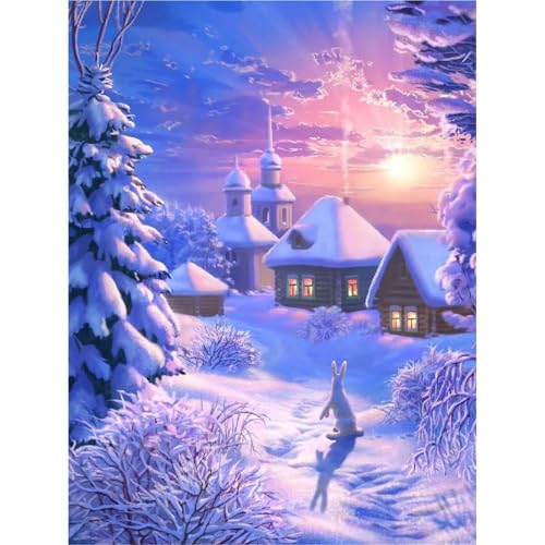 5D Land-Wintertier Diamond Painting Kit,Diamant Painting Bilder für Erwachsene Kinder DIY Full Runder Diamond Art Kristall Strass Kreuzstich Stickerei Malen Nach Zahlen Geschenke Wand Dekor 60x80cm von Jinmer