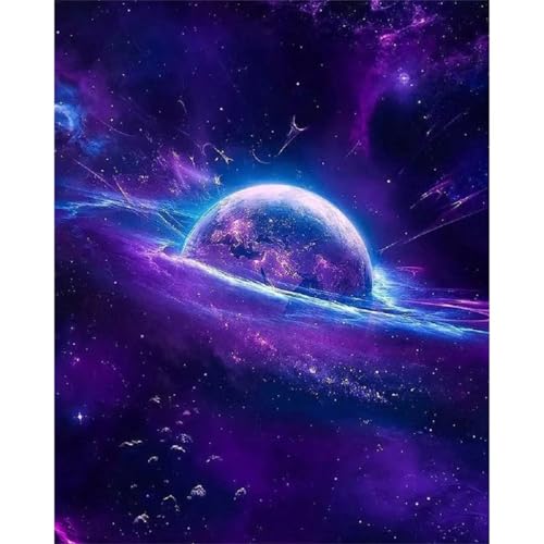 5D Lila Galaxie Diamond Painting Kit,Diamant Painting Bilder für Erwachsene Kinder DIY Full Runder Diamond Art Kristall Strass Kreuzstich Stickerei Malen Nach Zahlen Geschenke Wand Dekor 90x110cm von Jinmer