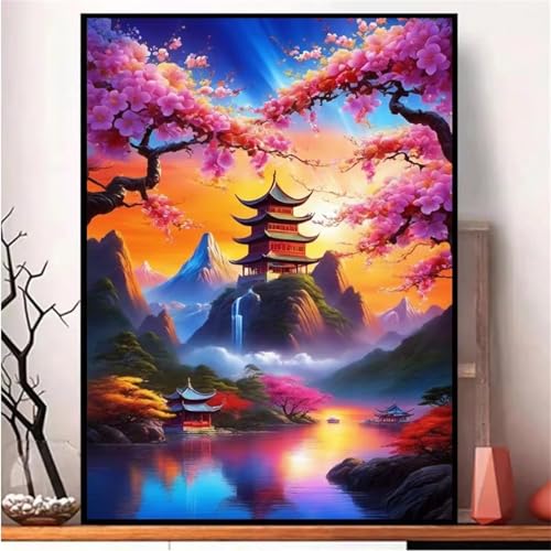 5D Natürliche Landschaft Diamond Painting Kit,Diamant Painting Bilder für Erwachsene Kinder DIY Full Runder Diamond Art Kristall Strass Kreuzstich Stickerei Malen Geschenke Wand Dekor 50x70cm von Jinmer