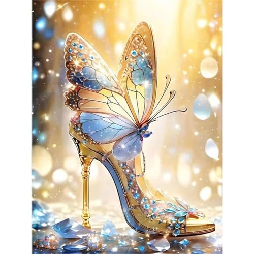 5D Schmetterlings-High-Heels Diamond Painting Kit,Diamant Painting Bilder für Erwachsene Kinder DIY Full Runder Diamond Art Kristall Strass Kreuzstich Stickerei Malen Geschenke Wand Dekor 100x130cm von Jinmer