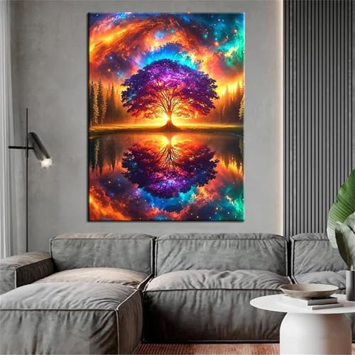 5D Weltraumbaum des Lebens Diamond Painting Kit,Diamant Painting Bilder für Erwachsene Kinder DIY Full Runder Diamond Art Kristall Strass Kreuzstich Stickerei Malen Geschenke Wand Dekor 50x70cm von Jinmer