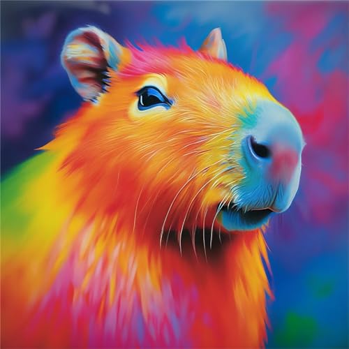 Buntes Wasserschwein Diamond Painting Set,5D DIY Diamant Painting Bilder Full Vierkant Kristall Stickerei Kreuzstich Kunsthandwerk Home Schlafzimmer Büro Wand Dekoration 30x30cm von Jinmer