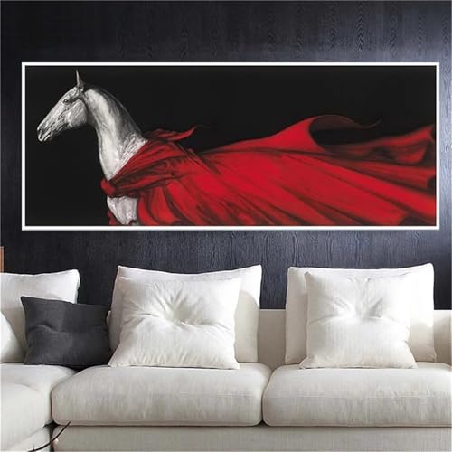 Diamond Painting Erwachsene Rotes Pferd 5D Diamant Painting Bilder Groß Diamond Painting Set DIY Full Kreuzstich Bilder Diamant Malerei für Wohnzimmer Dekor Round drill,60x130cm von Jinmer