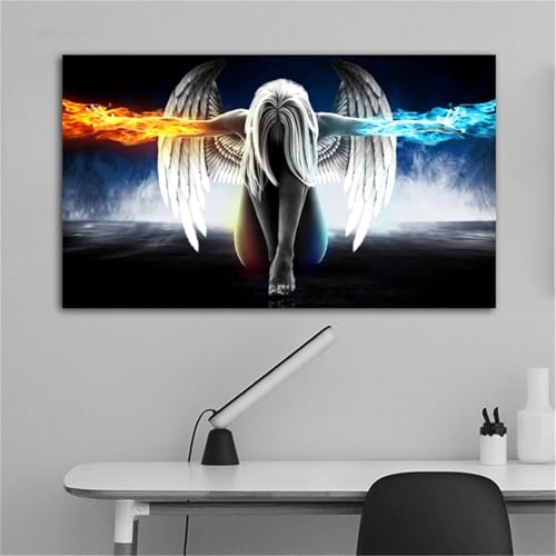 Eis Feuer Engel Mädchen Diamond Painting Set,DIY 5D Groß Diamant Painting Bilder Set,Full Square Diamond Art Erwachsene Kristall Stickerei Kreuzstich Kunst Malerei Wand Dekor 40x90cm von Jinmer