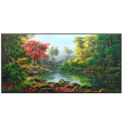 Grüne Waldlandschaft Diamond Painting Set,DIY 5D Groß Diamant Painting Bilder Set,Full Square Diamond Art Erwachsene Kristall Stickerei Kreuzstich Kunst Malerei Wand Dekor 90x190cm von Jinmer