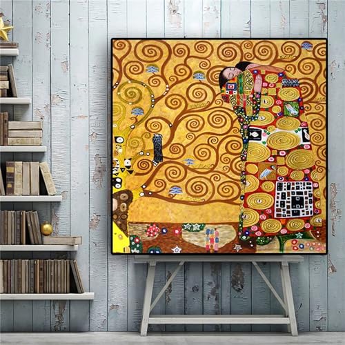 Gustav Klimt Diamond Painting Set,5D DIY Diamant Painting Bilder Full Vierkant Kristall Stickerei Kreuzstich Kunsthandwerk Home Schlafzimmer Büro Wand Dekoration 70x70cm von Jinmer