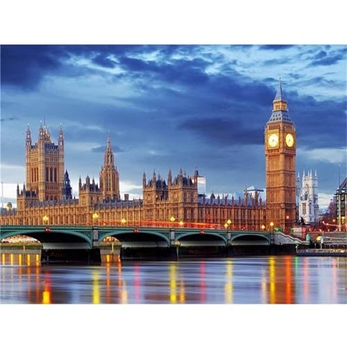 Londons Big Ben Diamond Painting Set,5D DIY Diamant Painting Bilder Voller Rundbohrer Kristall Stickerei Kreuzstich Kunsthandwerk Home Schlafzimmer Büro Wand Dekoration,30x50cm von Jinmer