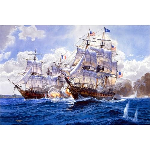 Marine-Schlachtschiff Diamond Painting Set,5D DIY Diamant Painting Bilder Voller Rundbohrer Kristall Stickerei Kreuzstich Kunsthandwerk Home Schlafzimmer Büro Wand Dekoration,30x50cm von Jinmer