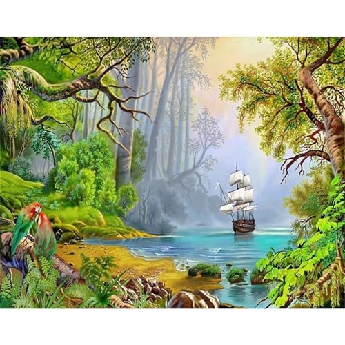 Tropische Dschungel-Tiere Diamond Painting Set,5D DIY Diamant Painting Bilder Voller Rundbohrer Kristall Stickerei Kreuzstich Kunsthandwerk Home Schlafzimmer Büro Wand Dekoration,30x50cm von Jinmer