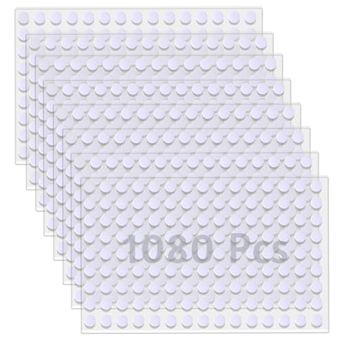 Jinpojun 1080 Stück Klettpunkte Selbstklebend 10 mm, Self Adhesive Klett Klebe Punkte Klettverschluss, Klett Klebepunkte für Handwerk auf Papier, Kunststoff, Glas, Leder, Metall (Weiß) von Jinpojun